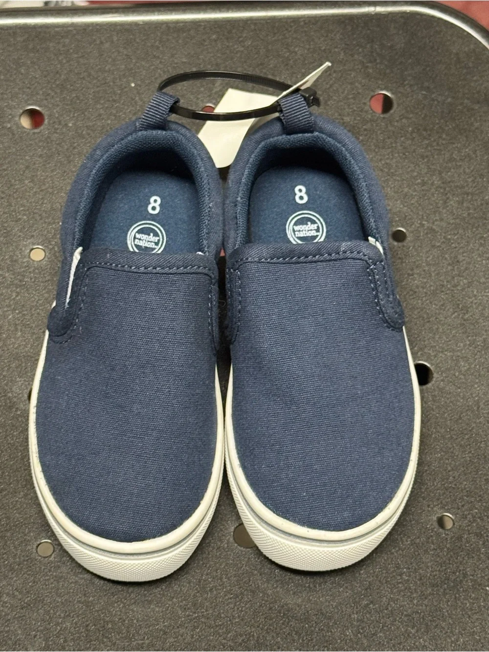 Wonder Nation Kids Navy Slip-On Canvas Sneakers Size 8 Casual Comfort Minimalist